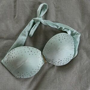 Victoria's Secret Mint Rhinestone Halter Bikini Top